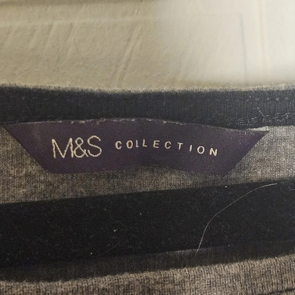 M&S Collection Gray Striped Cotton Blend Long Sleeve Scoop Neck Tunic UK… - Picture 3 of 9
